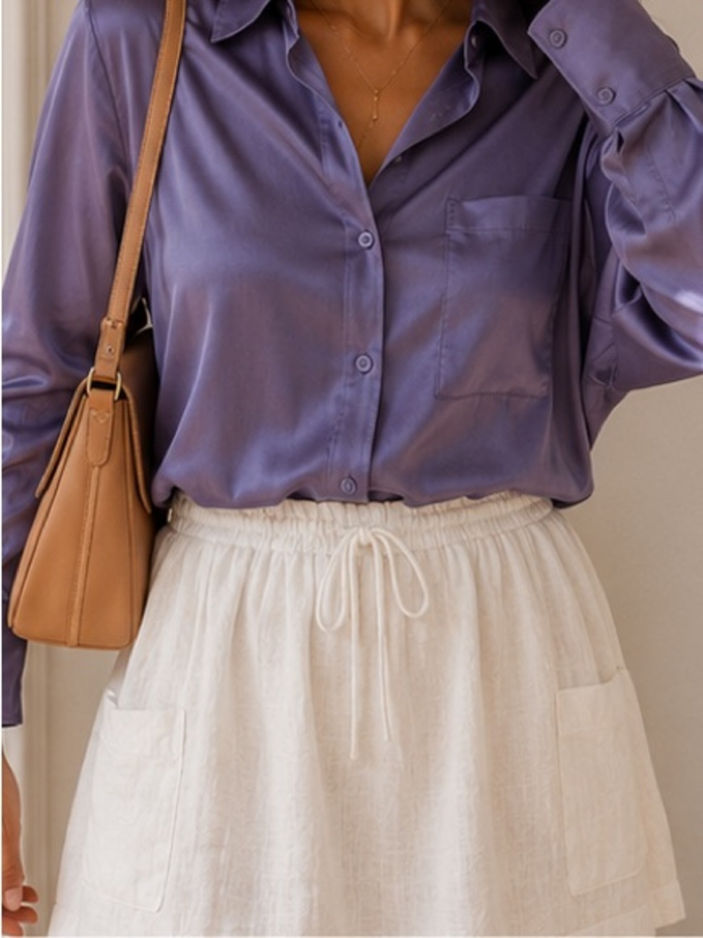 Zara White Cotton A-Line Skirt | Elastic Waist | Size S